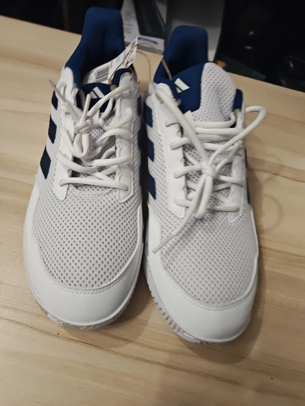 adidas White and Navy Low-Top Mesh Sneakers 13